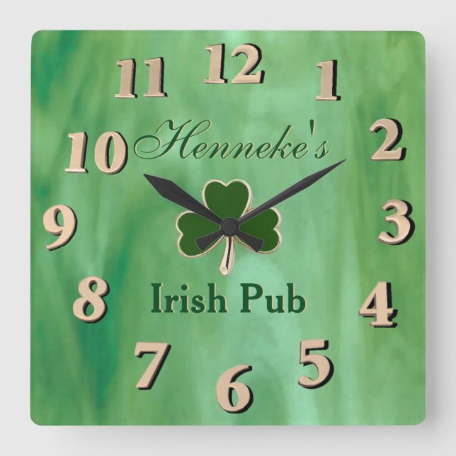 Grönt Glaslagrat Fyrkantig Klocka (Framsida)