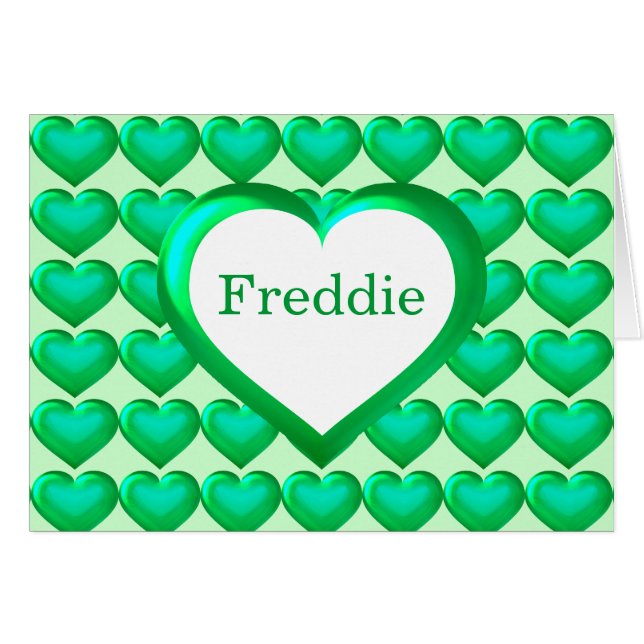 Grönt Glass Heart Mönster Hälsningskort (Framsidan Horizontal)