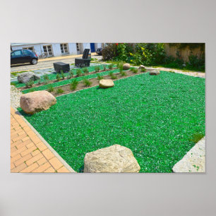 Grönt Glass Mulch i Garden in Schwerin, Tyskland Poster