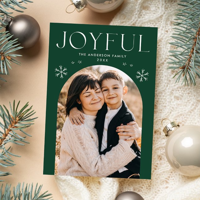 Grönt Glatt snöflingsektionfoto Julkort (Skapare uppladdad)