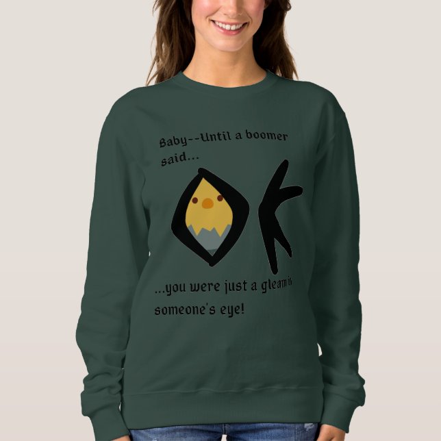 Grönt "Gleam in Öga" Basic Sweatshirt Boomeranged T Shirt (Framsida)