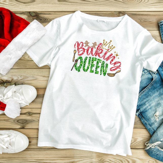 Grönt Glitter Baking Queen Personlig Bling T Shirt (Skapare uppladdad)