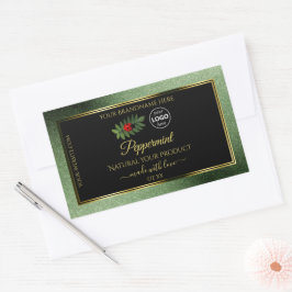 Grönt Glitter Black Product Labels Ladybug Logotyp Rektangulärt Klistermärke