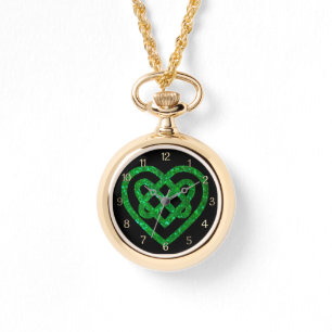 Grönt Glitter Celtic Heart Knot Armbandsur