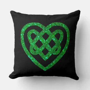 Grönt Glitter Celtic Heart Knot Dekorativ kudde
