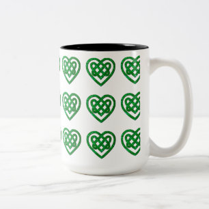 Grönt Glitter Celtic Heart Knot Mönster Mugg