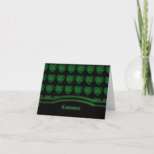 Grönt Glitter Celtic Heart Knot Mönster Note Card Kort
