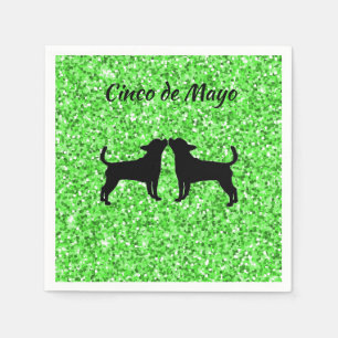 Grönt Glitter Cinco de Mayo Party Napkins Pappersservett
