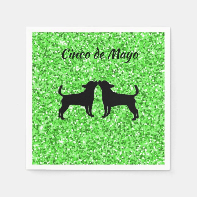 Grönt Glitter Cinco de Mayo Party Napkins Pappersservett (Framsidan)
