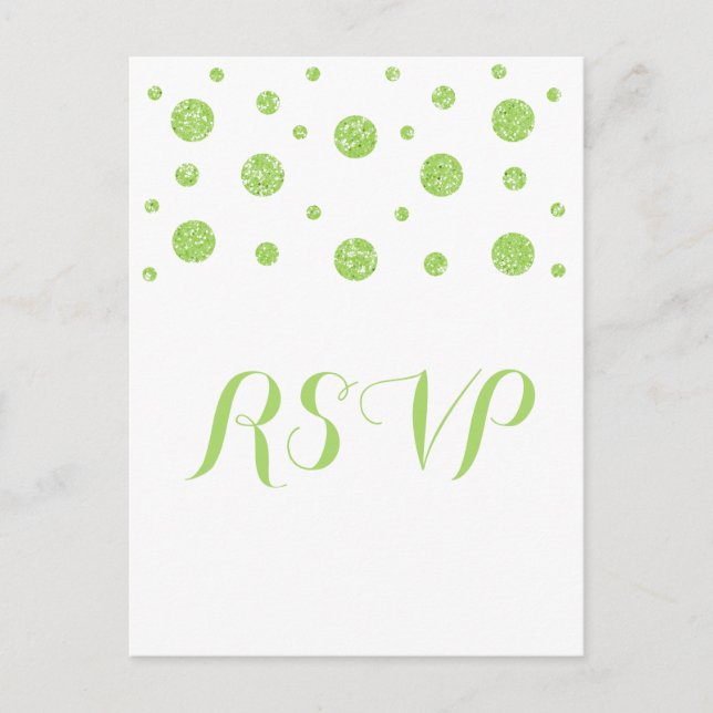 Grönt Glitter Confetti Response Postcard Inbjudan Vykort (Framsida)