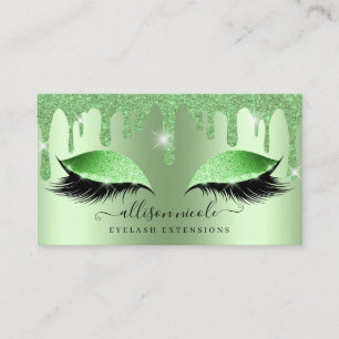 Grönt Glitter Drip Metallisk eldningsolja Eyelash Visitkort
