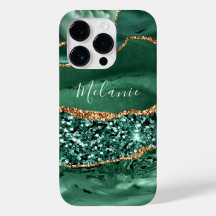 Grönt Glitter Emerald Custom Name iphone case