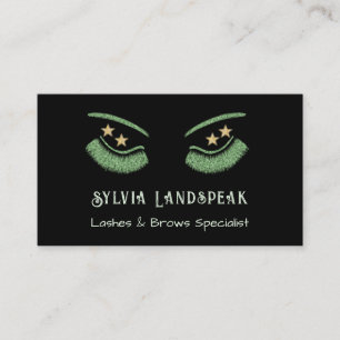 Grönt Glitter Eyelash for Lash Technician Visitkort