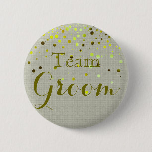 Grönt Glitter Foil Confetti Bröllop Team Groom Knapp
