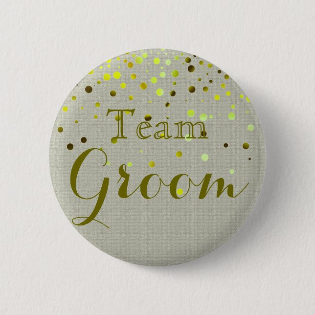 Grönt Glitter Foil Confetti Bröllop Team Groom Knapp (Framsida)