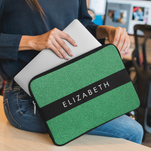 Grönt Glitter, Glitter, ditt namn Laptop Fodral
