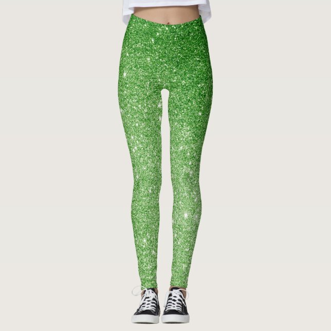 Grönt Glitter Glitz & Glam, mousserande Leggings (Framsida)
