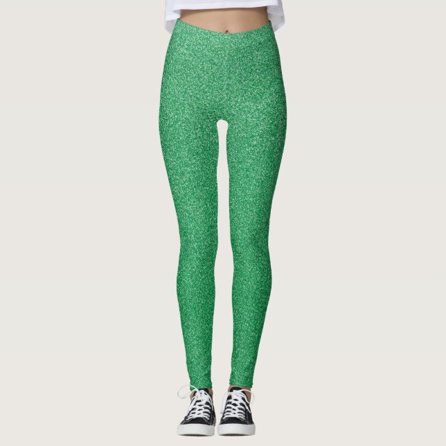 Grönt Glitter, Gnistra, Glitter Leggings (Framsida)