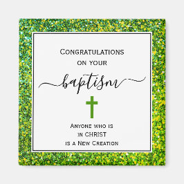 Grönt Glitter Grattis VUXEN BAPTISM Magnet