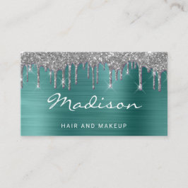 Grönt Glitter Hair och Makeup Stylist Visitkort