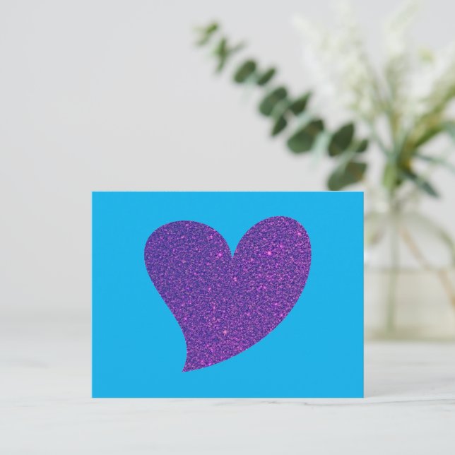 Grönt Glitter Heart Helg Vykort (Stående Fram)