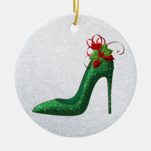 Grönt Glitter Heels Ornament
