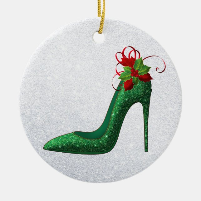 Grönt Glitter Heels Ornament (Framsidan)