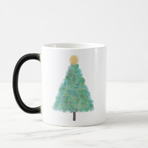 Grönt glitter julgran magisk mugg