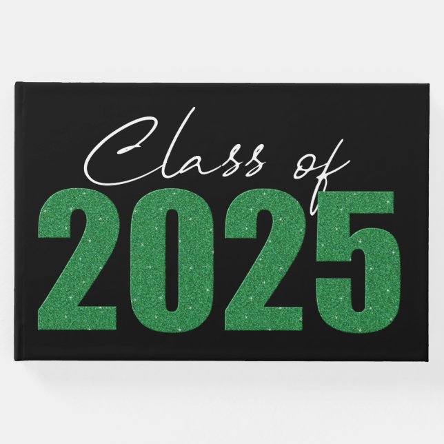 Grönt Glitter klass 2025 Gästböcker (Framsida)