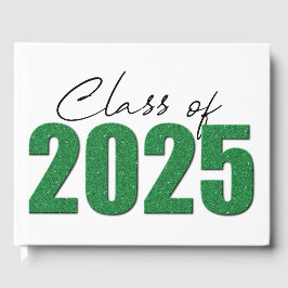 Grönt Glitter klass 2025 Gästböcker