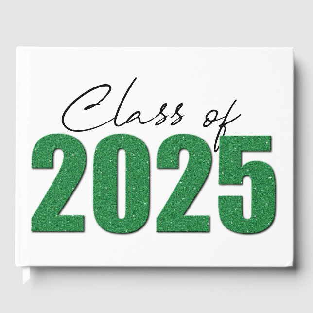 Grönt Glitter klass 2025 Gästböcker (Framsida)