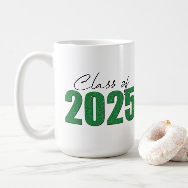 Grönt Glitter klass 2025 Kaffemugg (Med munk)