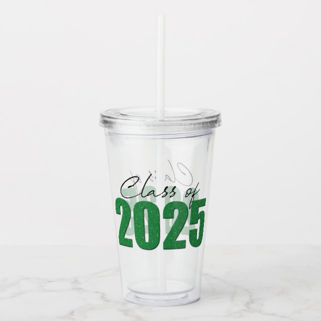 Grönt Glitter klass 2025 Take Away Mugg (Framsida)