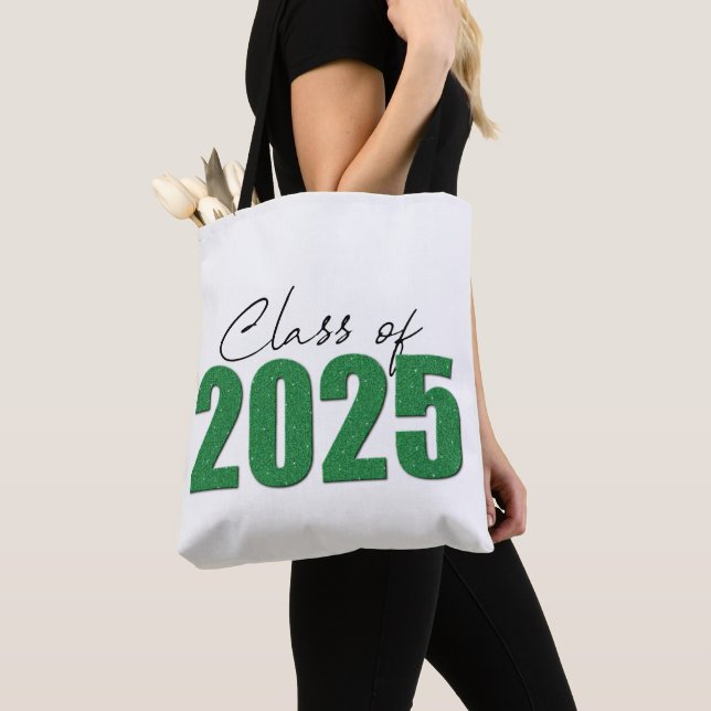 Grönt Glitter klass 2025 Tygkasse (Närbild)
