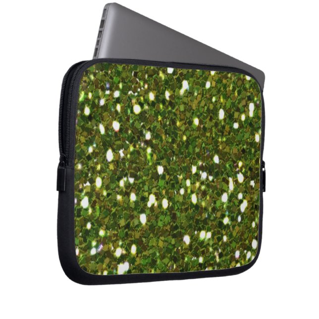 Grönt Glitter Laptop sleeve (Framsidan Höger)