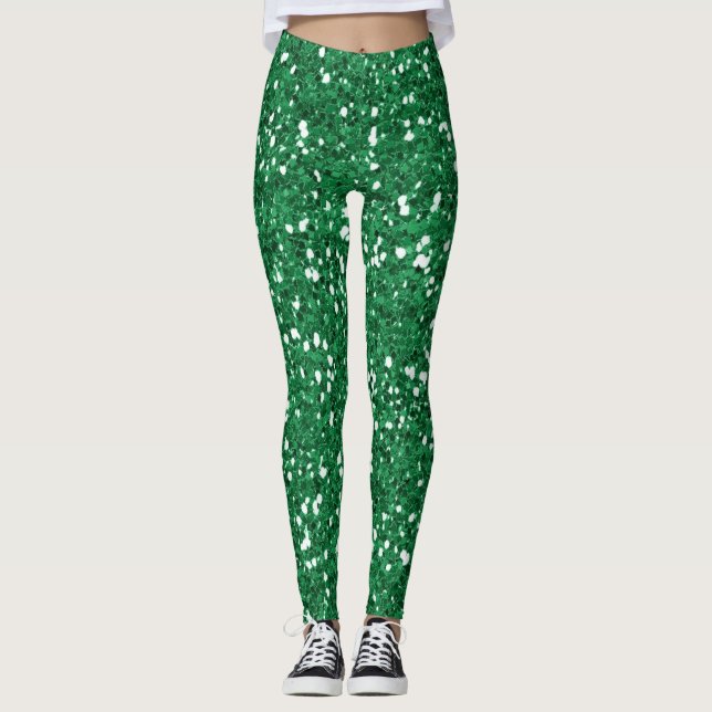 Grönt glitter leggings (Framsida)