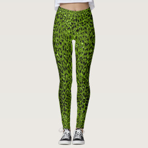 Grönt Glitter Leopard Mönster Leggings