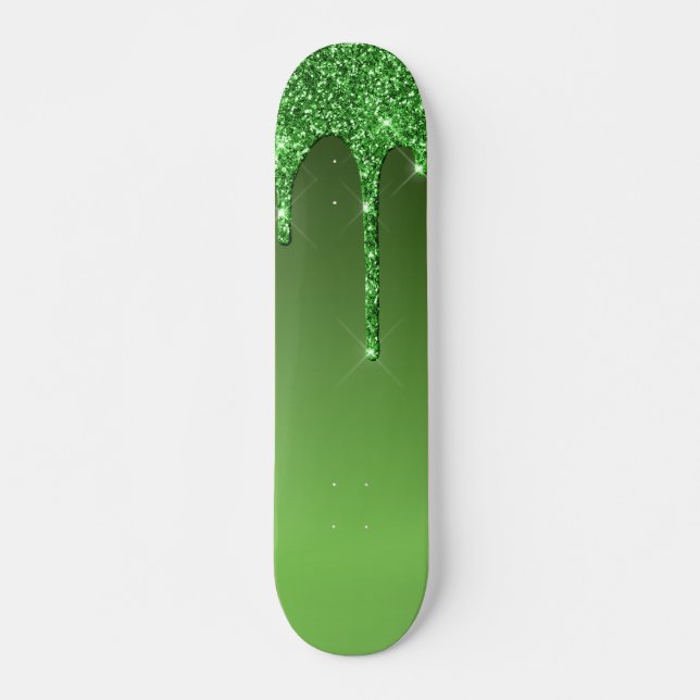 Grönt Glitter Mini Skateboard Bräda 18,5 Cm (Framsida)