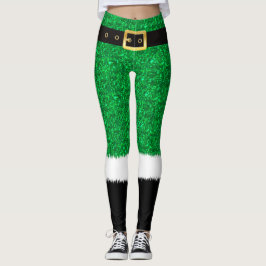 Grönt Glitter, mousserande sekvenser Julbalar Leggings