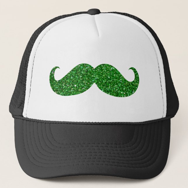 Grönt Glitter Mustache Keps (Framsida)