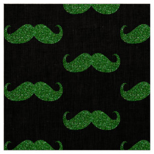 Grönt Glitter Mustache Tyg