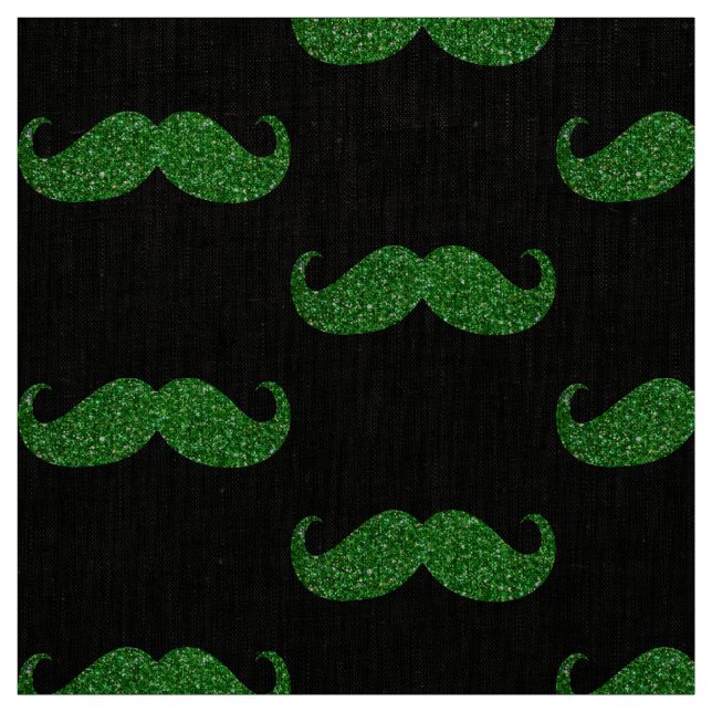 Grönt Glitter Mustache Tyg (Provkarta)