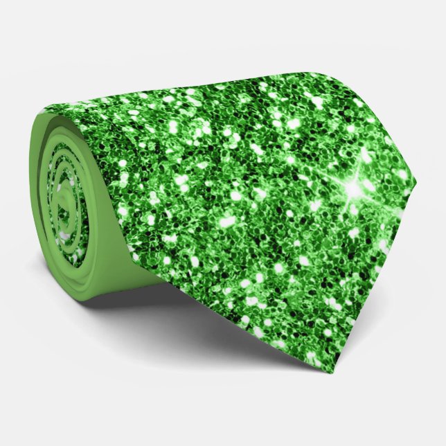 Grönt Glitter Necktie Slips (Rullad)