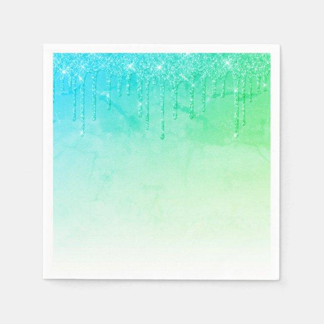 Grönt Glitter Ombré Glam Sparkles Söt Party Pappersservett (Framsidan)