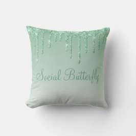 Grönt Glitter Pastel Butterfly Kudde