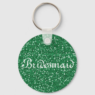 Grönt Glitter Personlig Bridesmaid Nyckelring