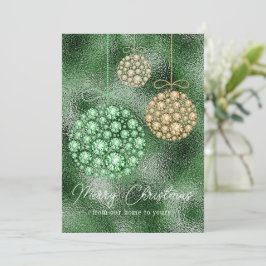 Grönt Glitter Photo Jul Ornament Elegant Julkort