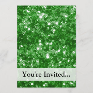 Grönt Glitter Sequins-look Inbjudningar