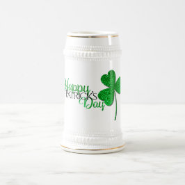 Grönt glitter Shamrock Glad St Patrick’s Day Sejdel
