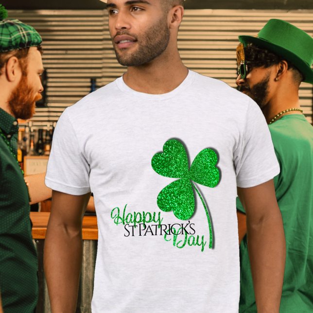 Grönt glitter Shamrock Glad St Patrick’s Day  T Shirt (Skapare uppladdad)